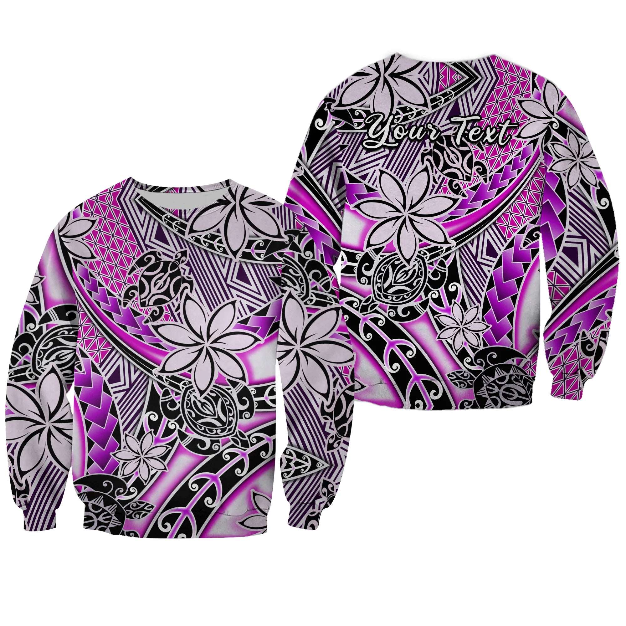 (Custom Personalised) Hawaii Sweatshirt Tribal Plumeria With Polynesian Turtle Ver.02 LT14 Unisex Purple - Polynesian Pride