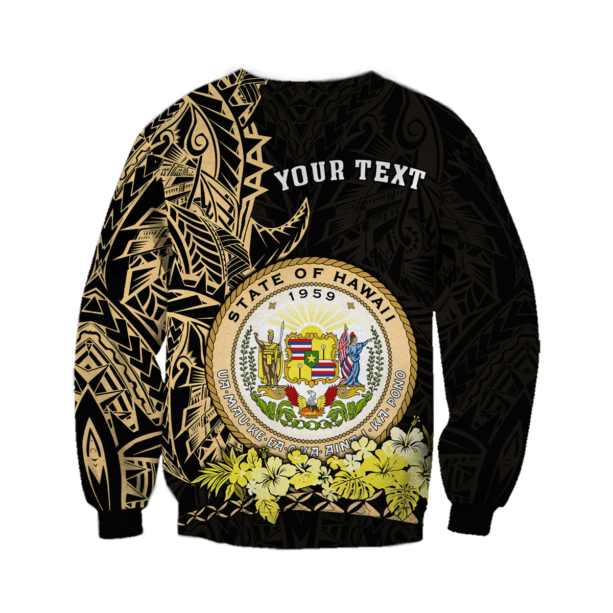 (Custom Personalised) Hawaiian Polynesian Sweatshirt Gold Seal of Hawaii LT13 - Polynesian Pride