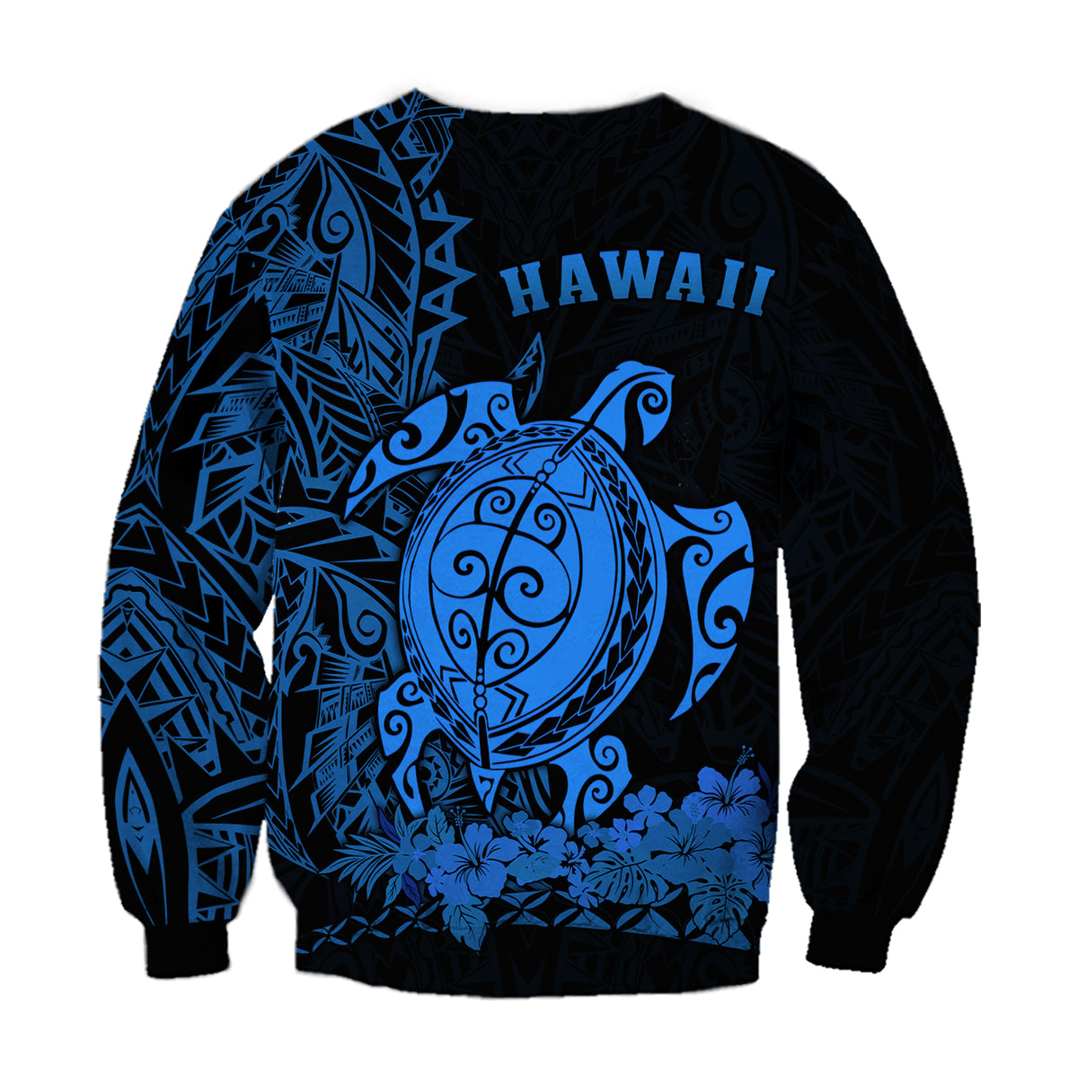 Hawaii Polynesian Sweatshirt Blue Sea Turtles Hawaiian LT13 - Polynesian Pride