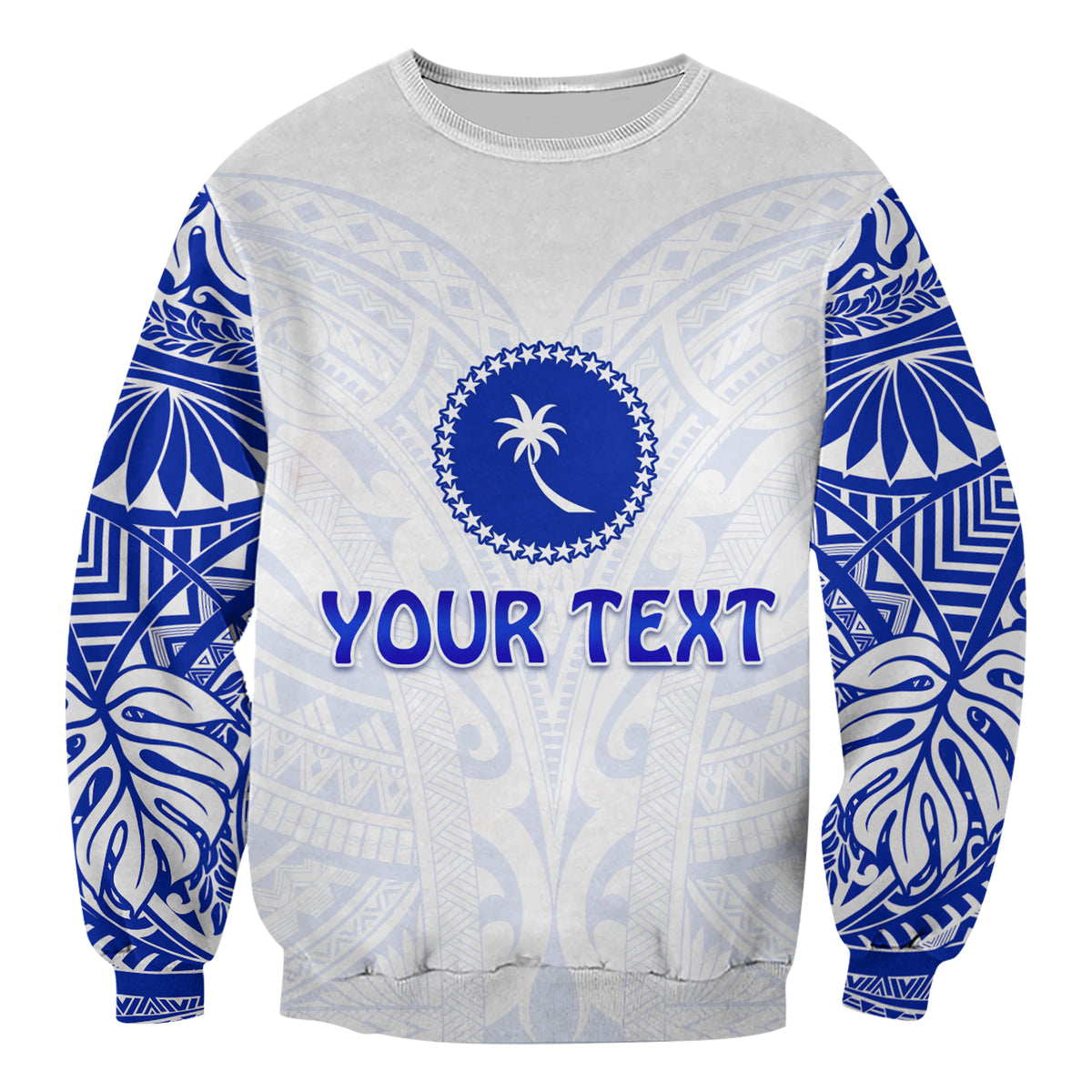 (Custom Personalised) Chuuk Sweatshirt Micronesia Simple Pattern White LT13 - Polynesian Pride