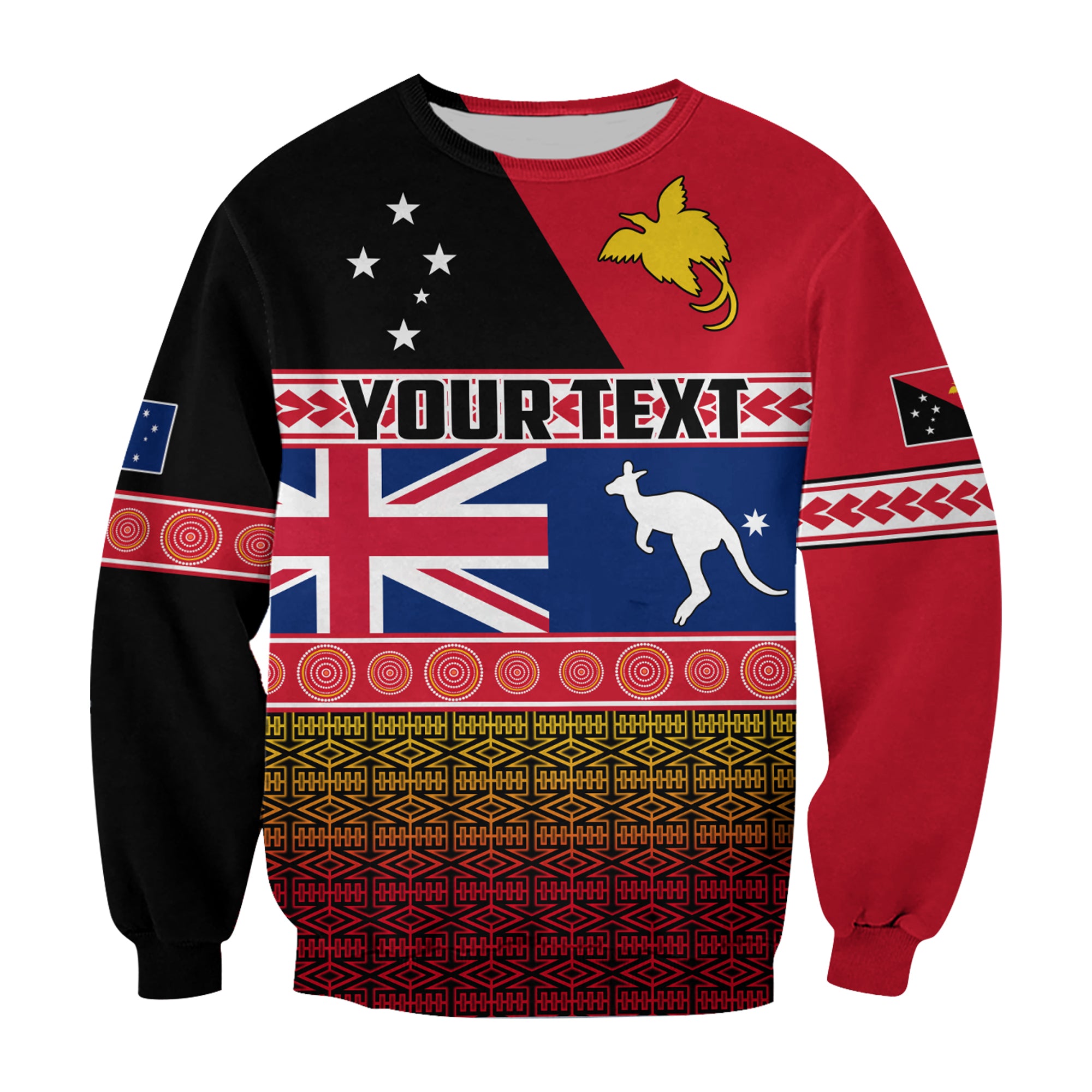 (Custom Personalised) Papua New Guinea and Australia Sweatshirt Polynesian PNG and AUS LT13 Unisex Black - Polynesian Pride