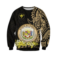 Hawaiian Polynesian Sweatshirt Gold Seal of Hawaii LT13 - Polynesian Pride