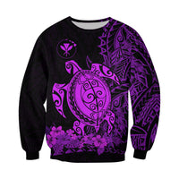Hawaii Polynesian Sweatshirt Purple Sea Turtles Hawaiian LT13 - Polynesian Pride