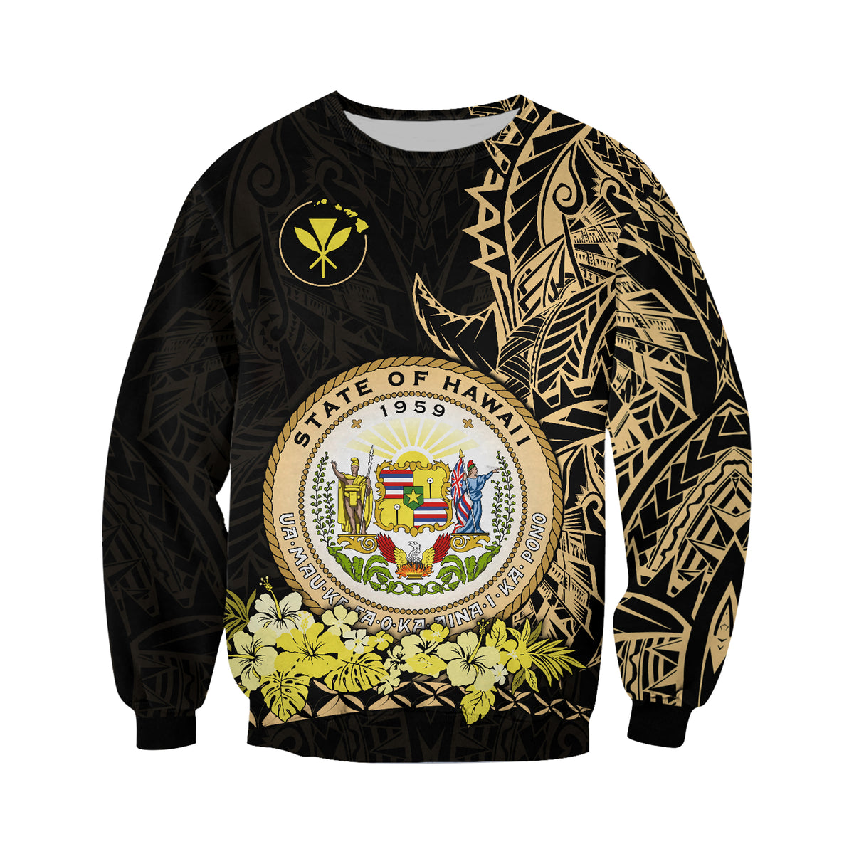 (Custom Personalised) Hawaiian Polynesian Sweatshirt Gold Seal of Hawaii LT13 - Polynesian Pride