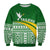 Tailevu Rugby Sweatshirt Fiji Rugby Tapa Pattern Green LT13 - Polynesian Pride