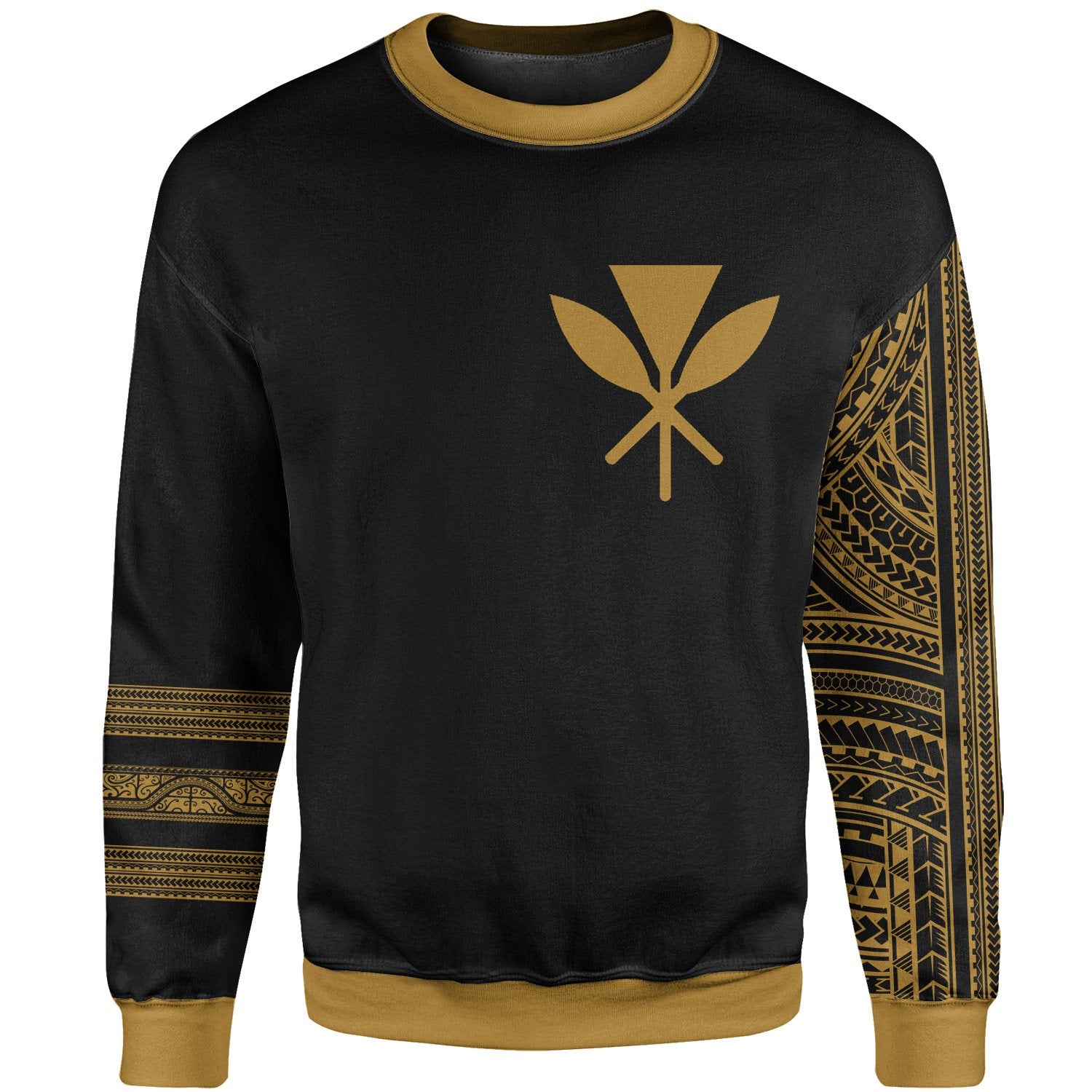 Hawaii Sweatshirt - Custom Personalised Kanaka Maoli Simple Style Gold Color Unisex Black - Polynesian Pride