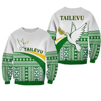 Tailevu Rugby Sweatshirt Fiji Rugby Tapa Pattern White LT13 Unisex White - Polynesian Pride