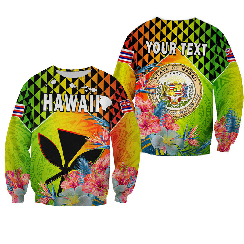 (Custom Personalised) Hawaii Sweatshirt Hawaiian Tribal Kanaka Maoli Hibiscus LT14 Unisex Reggae - Polynesian Pride