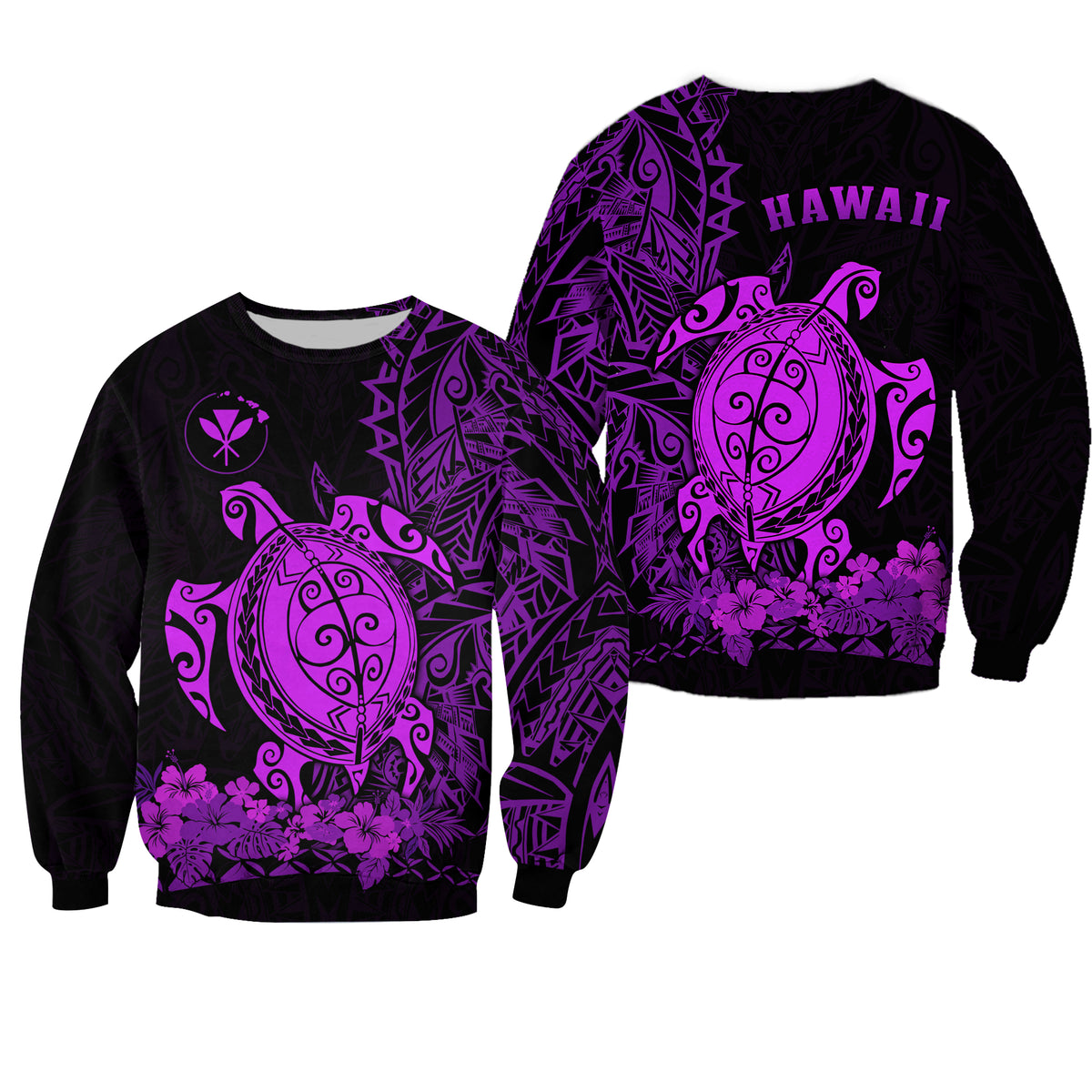 Hawaii Polynesian Sweatshirt Purple Sea Turtles Hawaiian LT13 Unisex Purple - Polynesian Pride