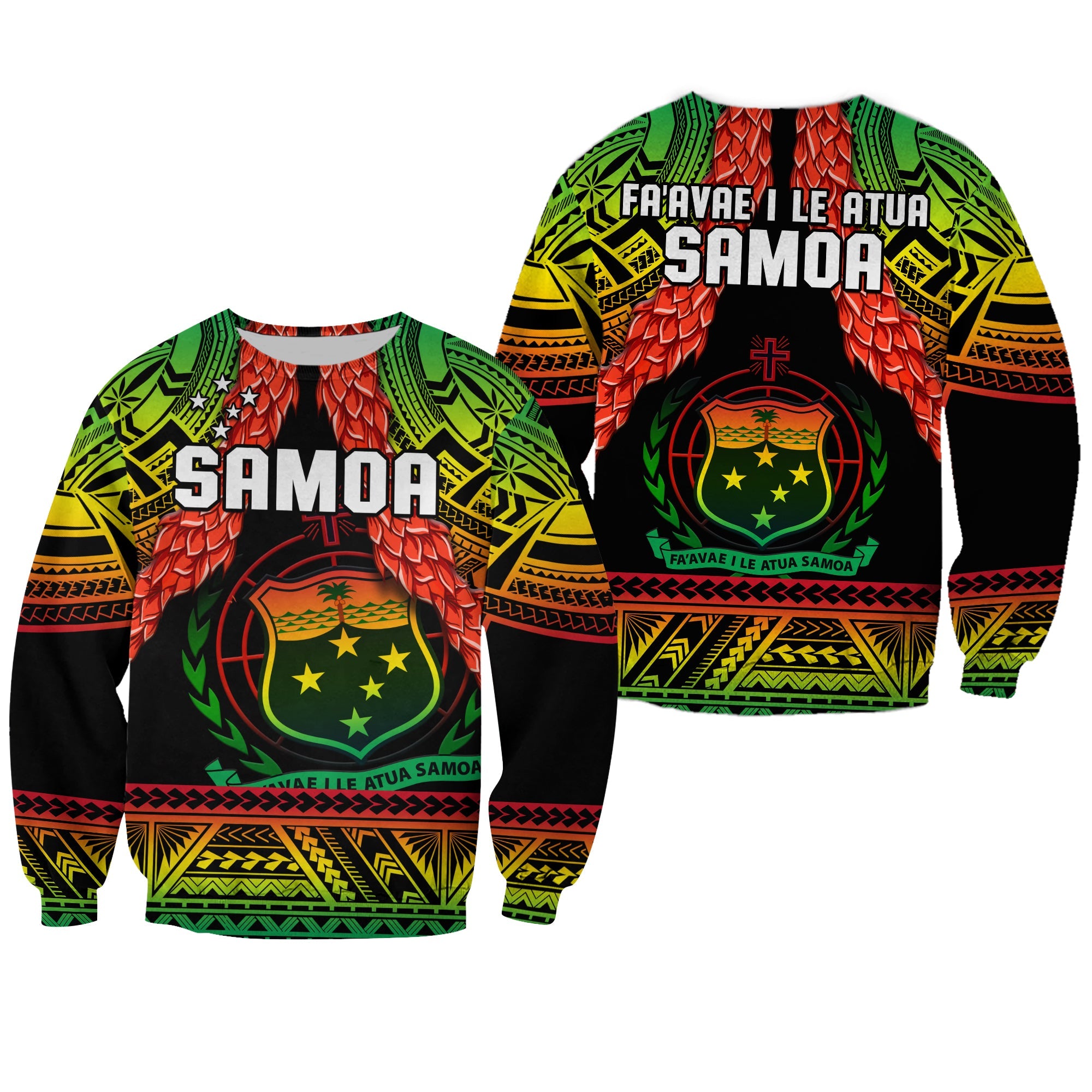 Samoa Rugby Sweatshirt Teuila Torch Ginger Gradient Style LT14 Unisex Black - Polynesian Pride