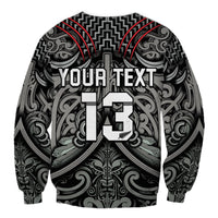 (Custom Text and Number) New Zealand Silver Fern Rugby Sweatshirt All Black NZ Maori Pattern LT13 - Polynesian Pride