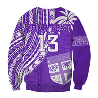 (Custom Text and Number) Fiji Rugby Sevens Sweatshirt Fijian 7s Tapa Polynesian Purple LT13 - Polynesian Pride