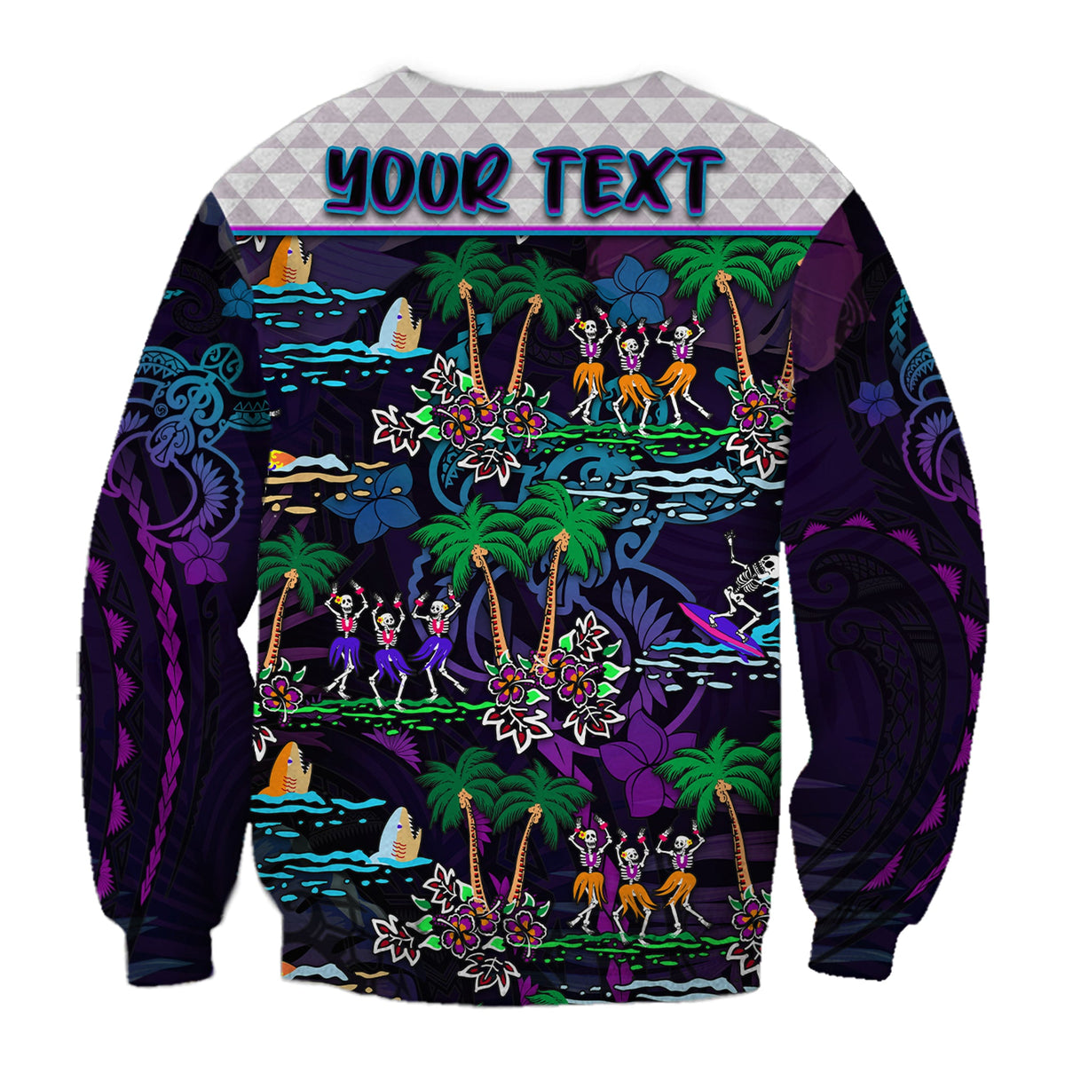 (Custom Personalised) Hawaii Skeleton Dancing Sweatshirt Halloween Hawaiian Turtle LT13 - Polynesian Pride