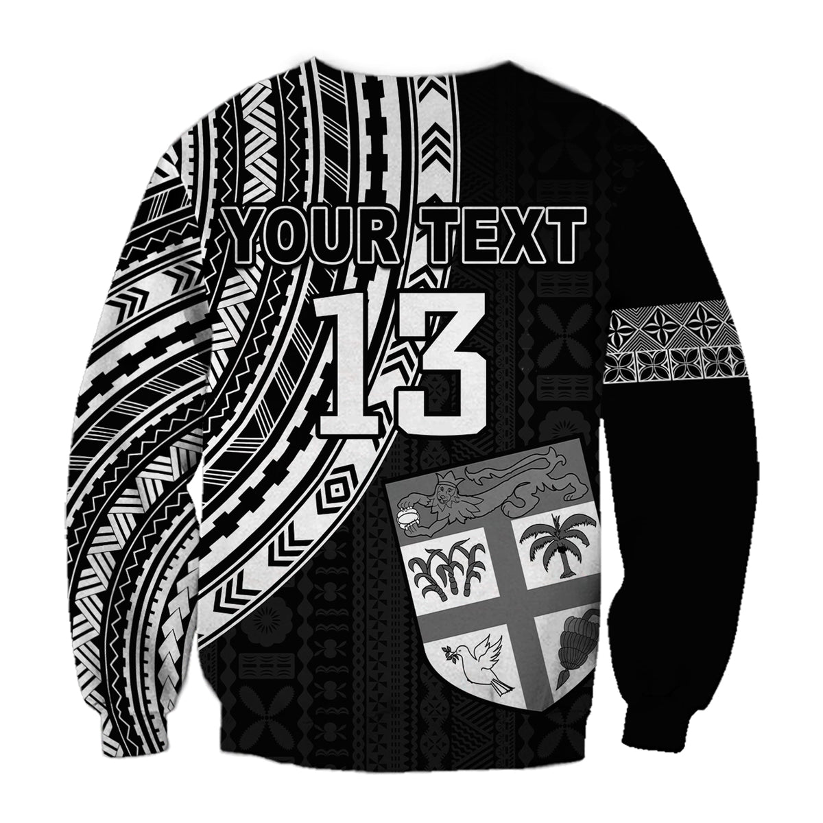(Custom Text and Number) Fiji Rugby Sevens Sweatshirt Fijian 7s Tapa Polynesian LT13 - Polynesian Pride