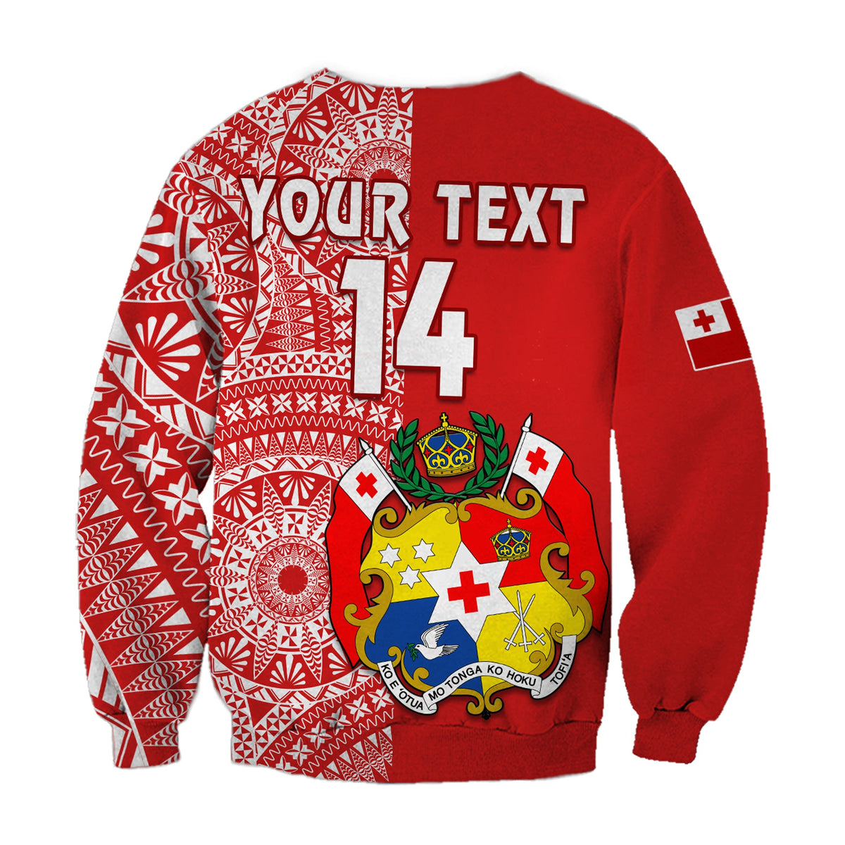 (Custom Text And Number) Tonga Sweatshirt Tongan Coat Of Arms Ngatu Pattern LT14 - Polynesian Pride