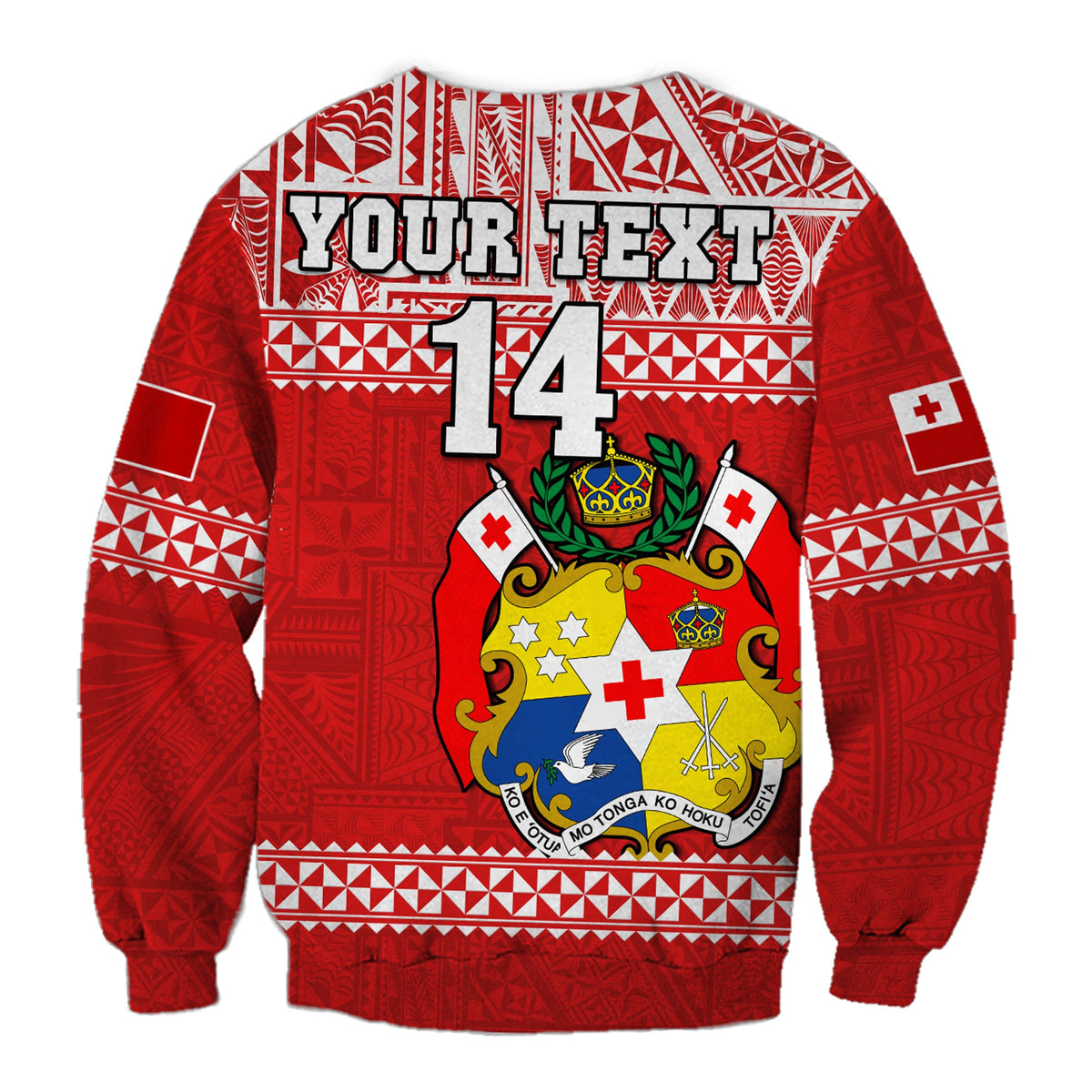(Custom Text And Number) Tonga Rugby Sweatshirt Mate Maa Tonga Pacific Ngatu White LT14 - Polynesian Pride