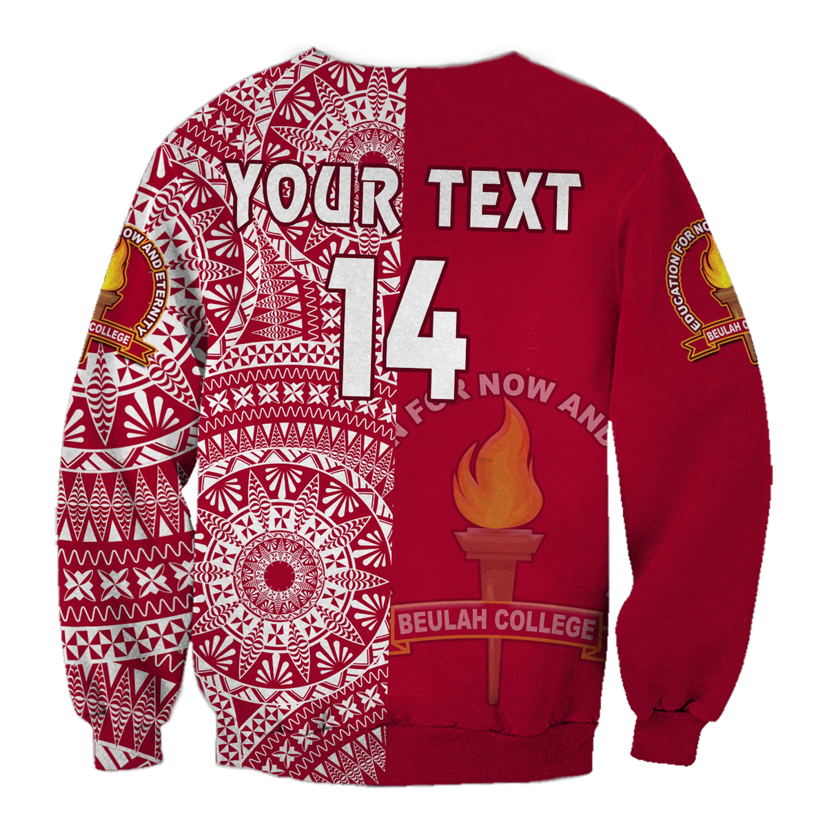 (Custom Text And Number) Beulah Tonga College Sweatshirt Class Of Year Tongan Ngatu Pattern LT14 - Polynesian Pride