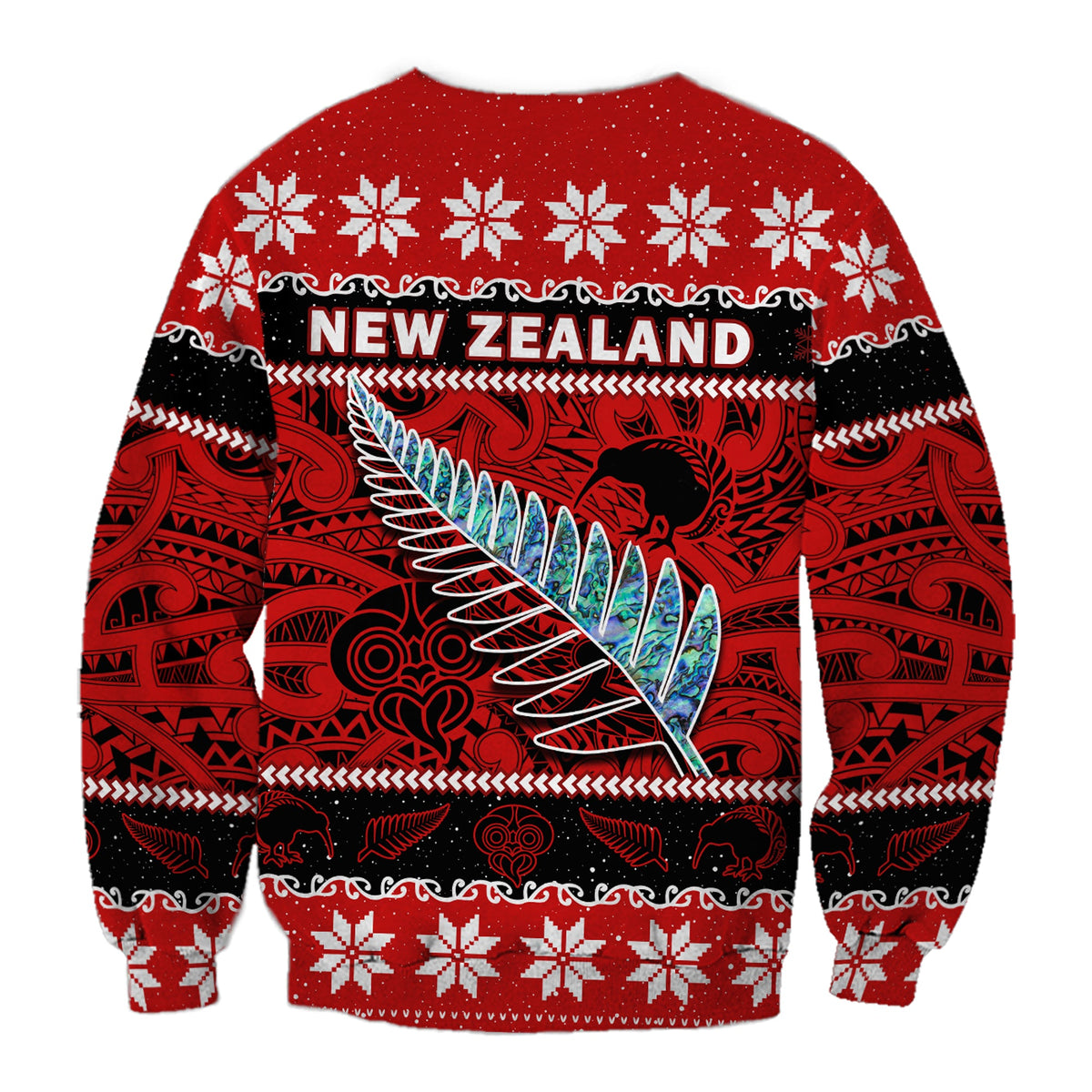 New Zealand Christmas Sweatshirt Paua Shell Silver Fern Meri Kirihimete LT14 - Polynesian Pride