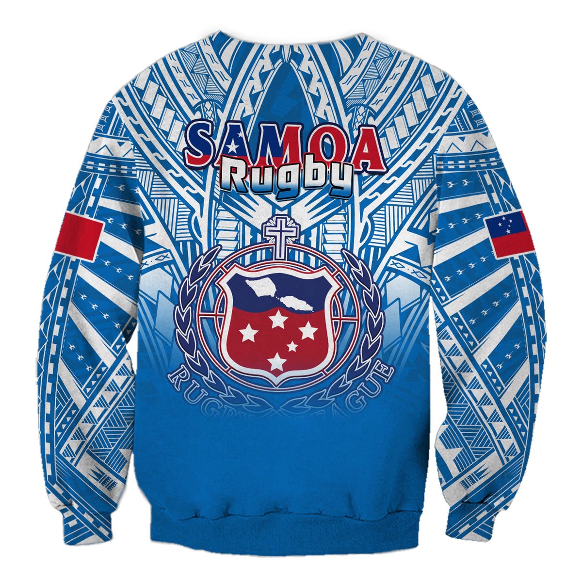 Samoa Rugby Sweatshirt Toa Samoa Polynesian Pacific Blue Version LT14 - Polynesian Pride