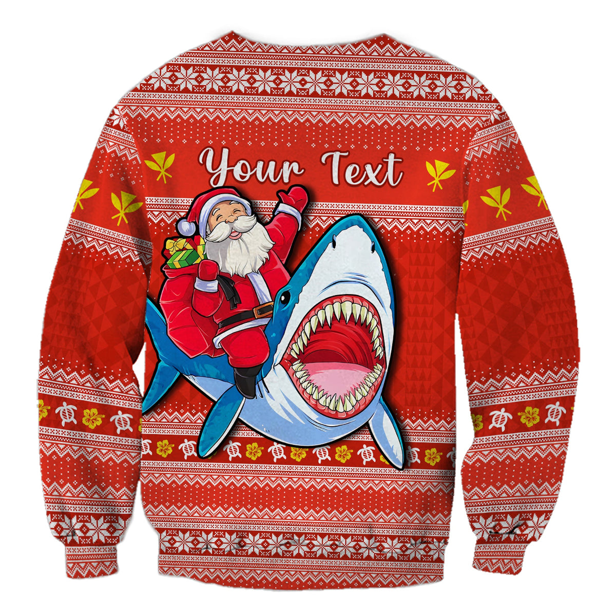 (Custom Personalised) Hawaii Christmas Sweatshirt Santa Shark Mele Kalikimaka Tribal LT14 - Polynesian Pride