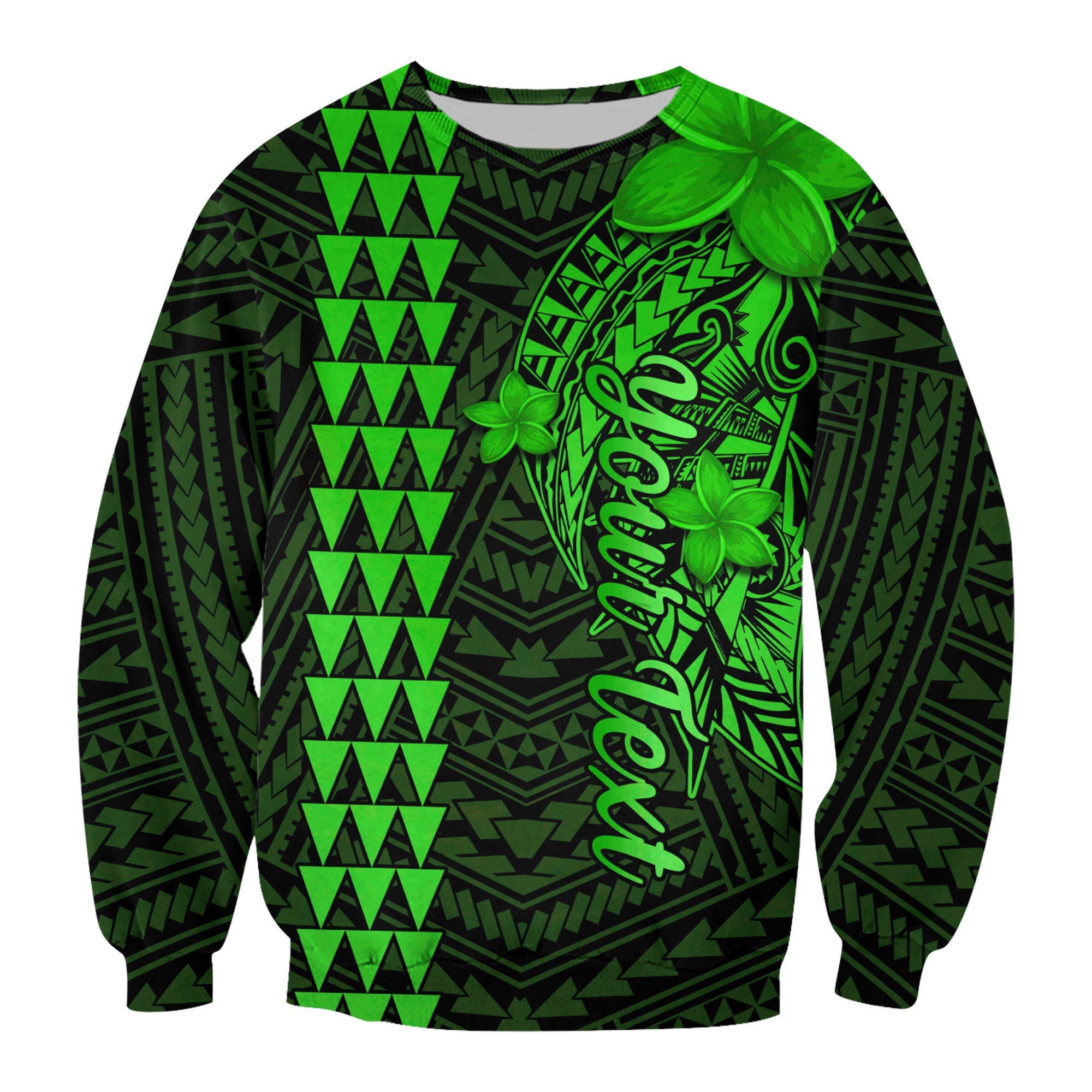 (Custom Personalised) Hawaii Sweatshirt Kakau Kanaka Maoli Combine Polynesian Shark Ver.02 LT14 Unisex Green - Polynesian Pride