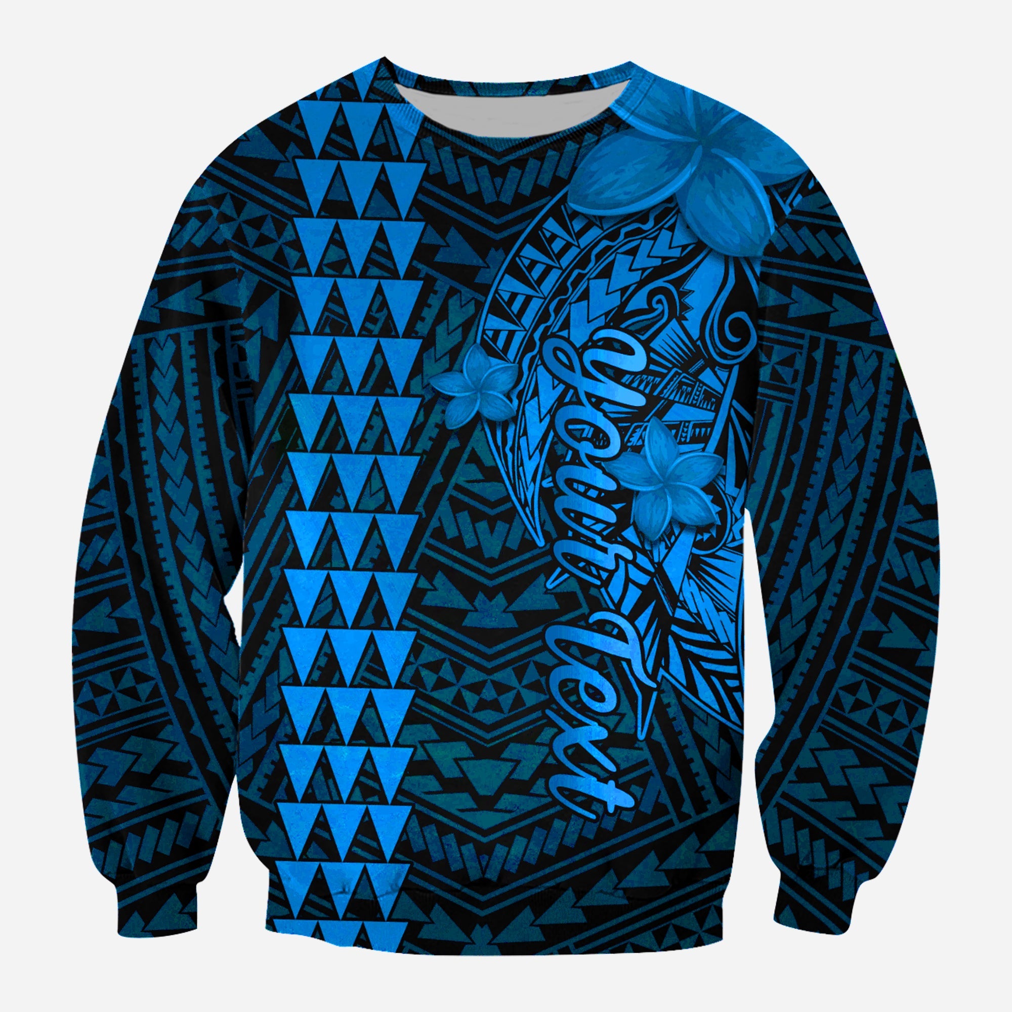 (Custom Personalised) Hawaii Sweatshirt Kakau Kanaka Maoli Combine Polynesian Shark Ver.03 LT14 Unisex Blue - Polynesian Pride