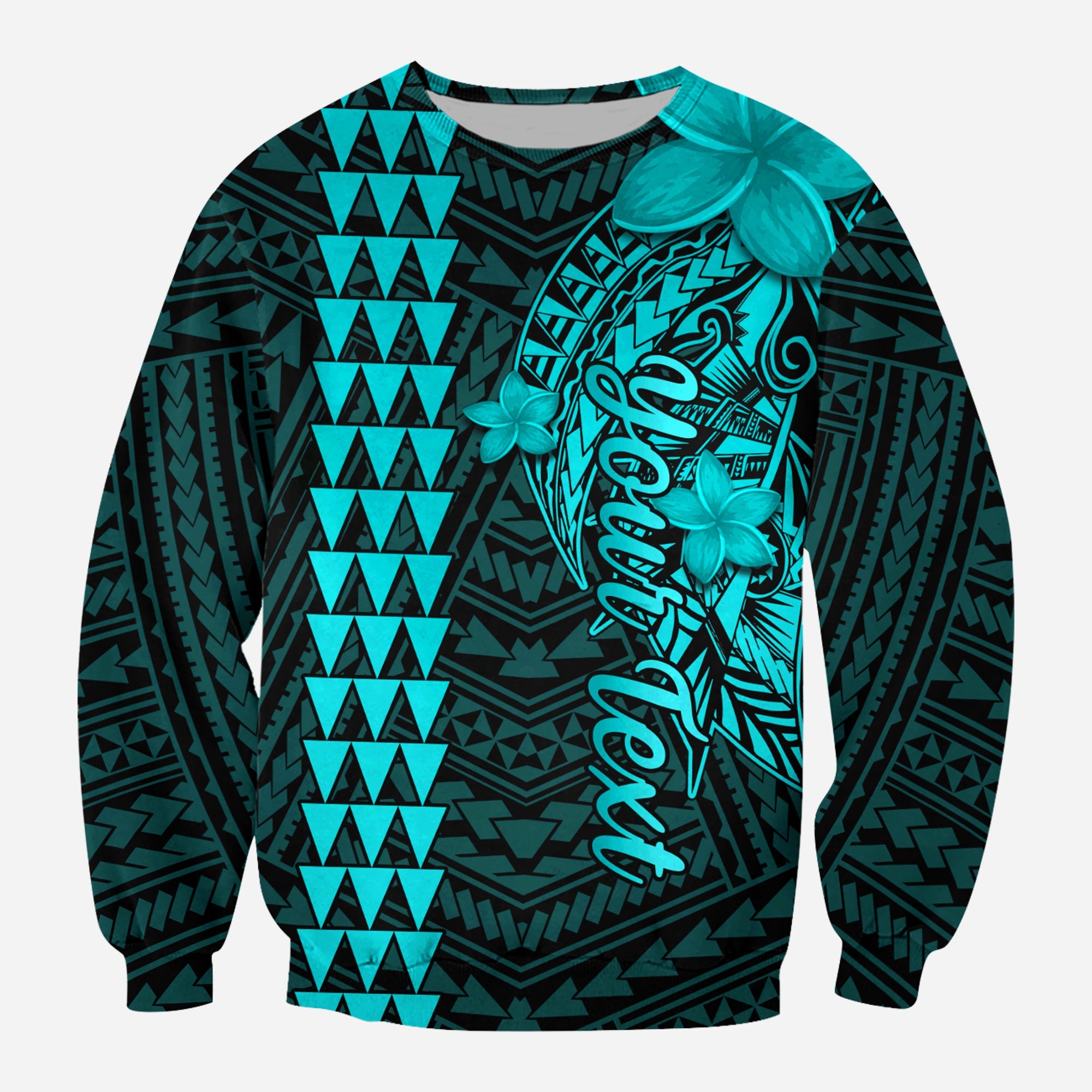 (Custom Personalised) Hawaii Sweatshirt Kakau Kanaka Maoli Combine Polynesian Shark Ver.04 LT14 Unisex Turquoise - Polynesian Pride