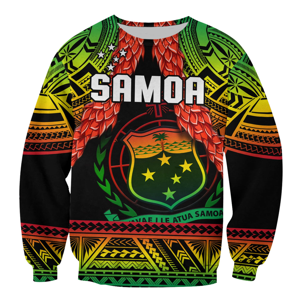Samoa Rugby Sweatshirt Teuila Torch Ginger Gradient Style LT14 - Polynesian Pride