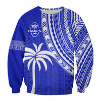 (Custom Text and Number) Fiji Rugby Sevens Sweatshirt Fijian 7s Tapa Polynesian Blue Ver.02 LT13 - Polynesian Pride