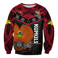 (Custom Text And Number) Papua New Guinea Rugby Sweatshirt PNG Kumuls Bird Of Paradise Black LT14 - Polynesian Pride
