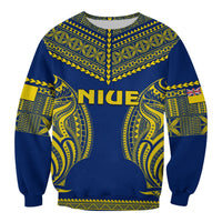 Niue Sweatshirt Hiapo Mix Polynesian Happy Constitution Day LT14 Unisex Blue - Polynesian Pride