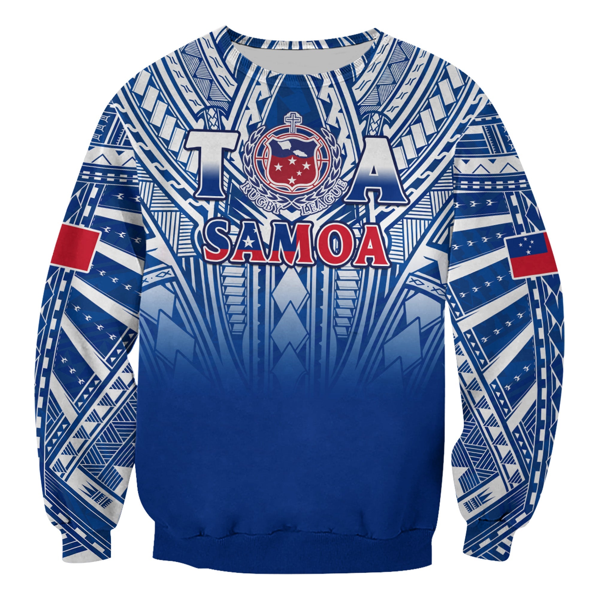 Samoa Rugby Sweatshirt Toa Samoa Polynesian Pacific Navy Version LT14 Unisex Blue - Polynesian Pride