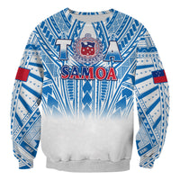 (Custom Text And Number) Samoa Rugby Sweatshirt Personalise Toa Samoa Polynesian Pacific White Version LT14 - Polynesian Pride
