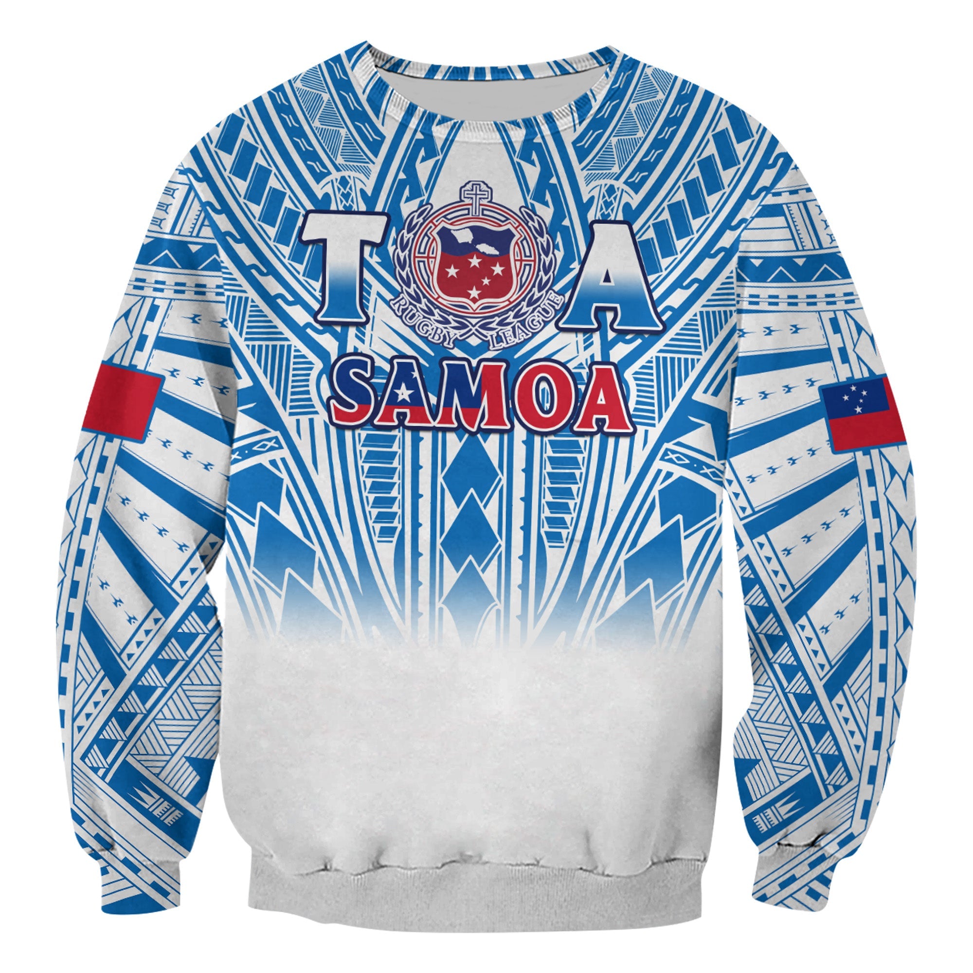 Samoa Rugby Sweatshirt Toa Samoa Polynesian Pacific White Version LT14 Unisex White - Polynesian Pride