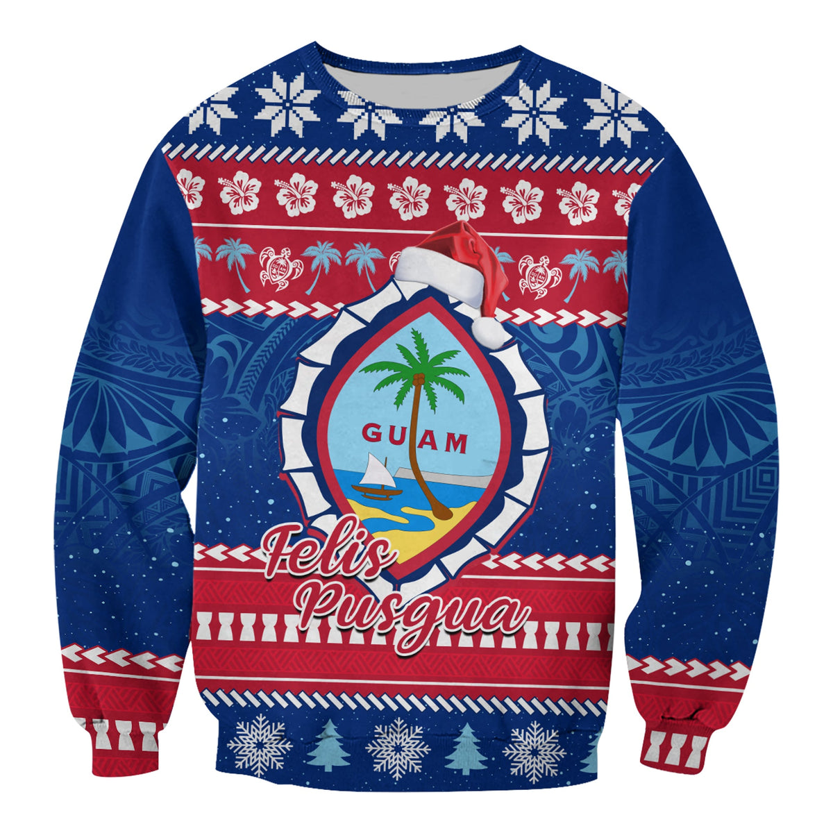 (Custom Personalised) Guam Christmas Sweatshirt Guaman Seal Polynesian Felis Pusgua LT14 - Polynesian Pride