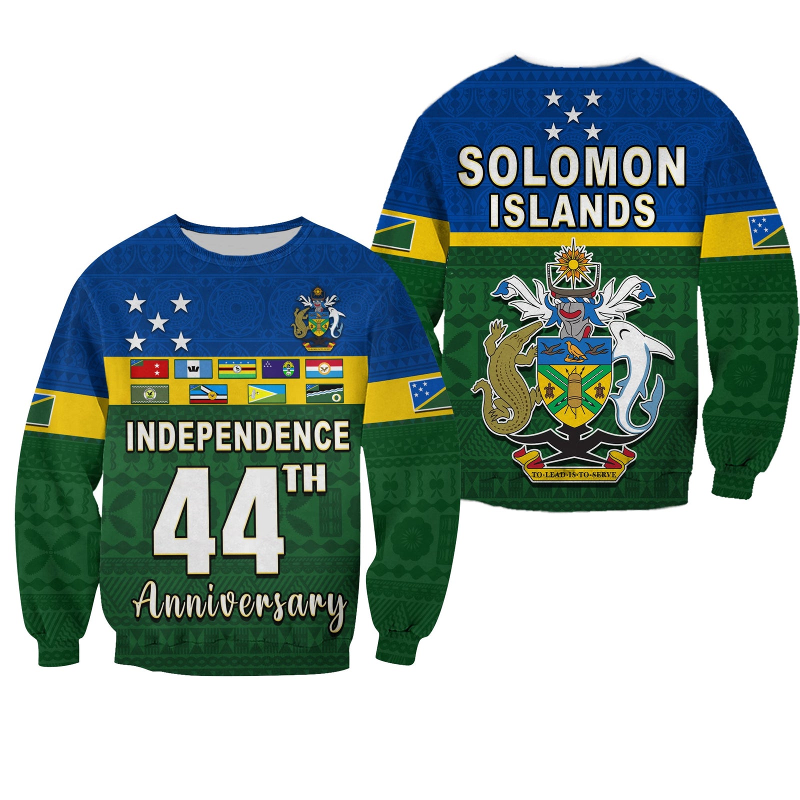 Solomon Islands National Day Sweatshirt Independence Day Tapa Pattern LT13 Unisex Green - Polynesian Pride