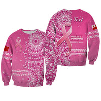 (Custom Personalised) Tonga Breast Cancer Sweatshirt Tongan Ngatu Pattern No One Fights Alone LT14 Unisex Pink - Polynesian Pride