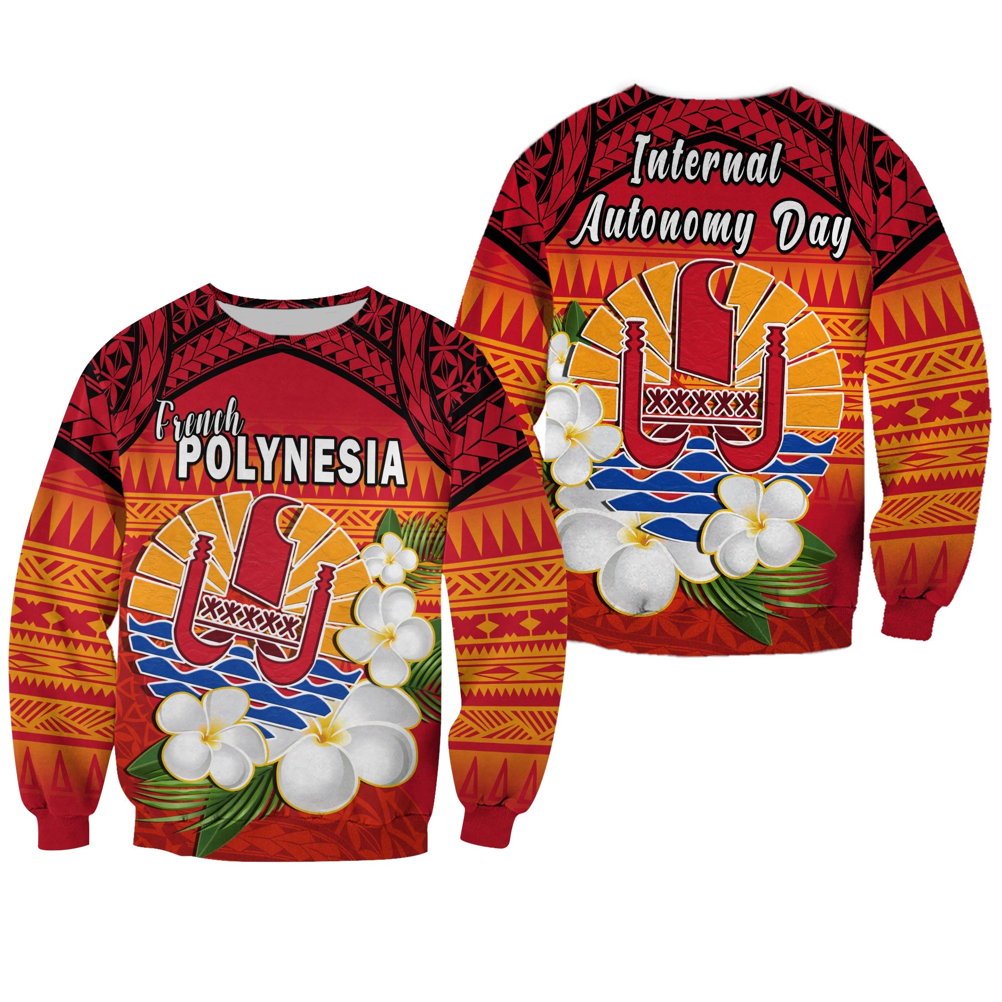 French Polynesia Sweatshirt Happy Internal Autonomy Day Special Version LT14 Unisex Red - Polynesian Pride