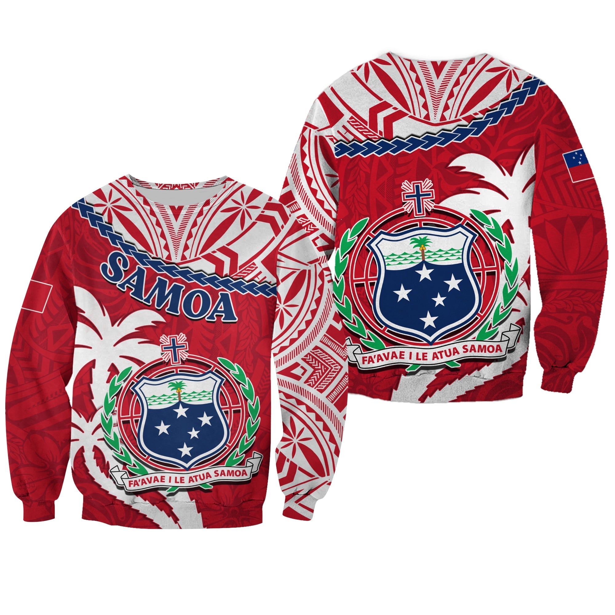 Samoa Sweatshirt Samoan Coat Of Arms With Coconut Red Style LT14 Unisex Red - Polynesian Pride