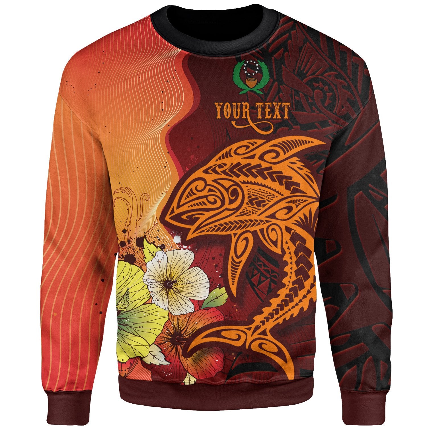 Pohnpei Custom Personalised Sweater - Tribal Tuna Fish Unisex Orange - Polynesian Pride