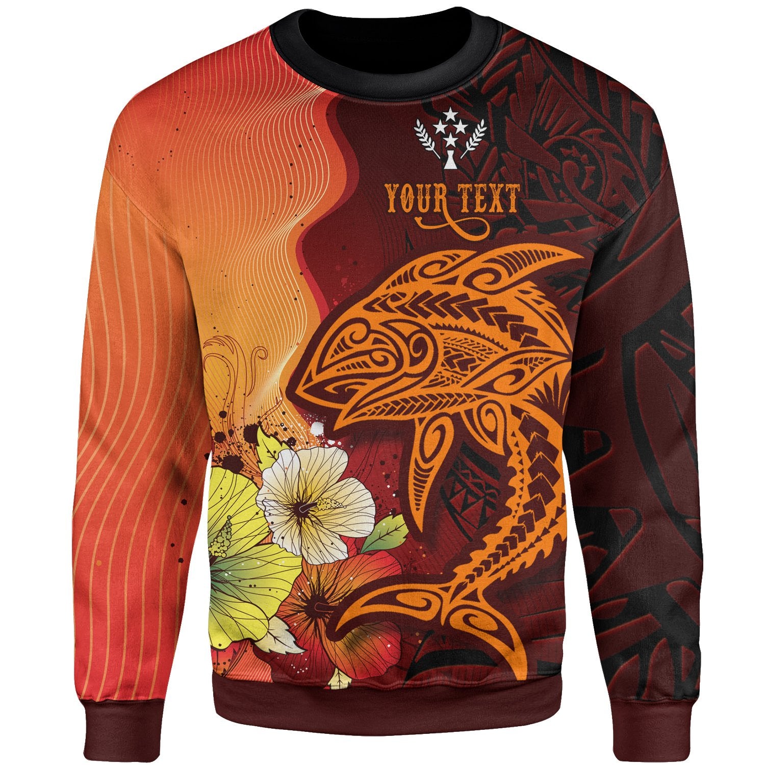 Kosrae Custom Personalised Sweater - Tribal Tuna Fish Unisex Orange - Polynesian Pride