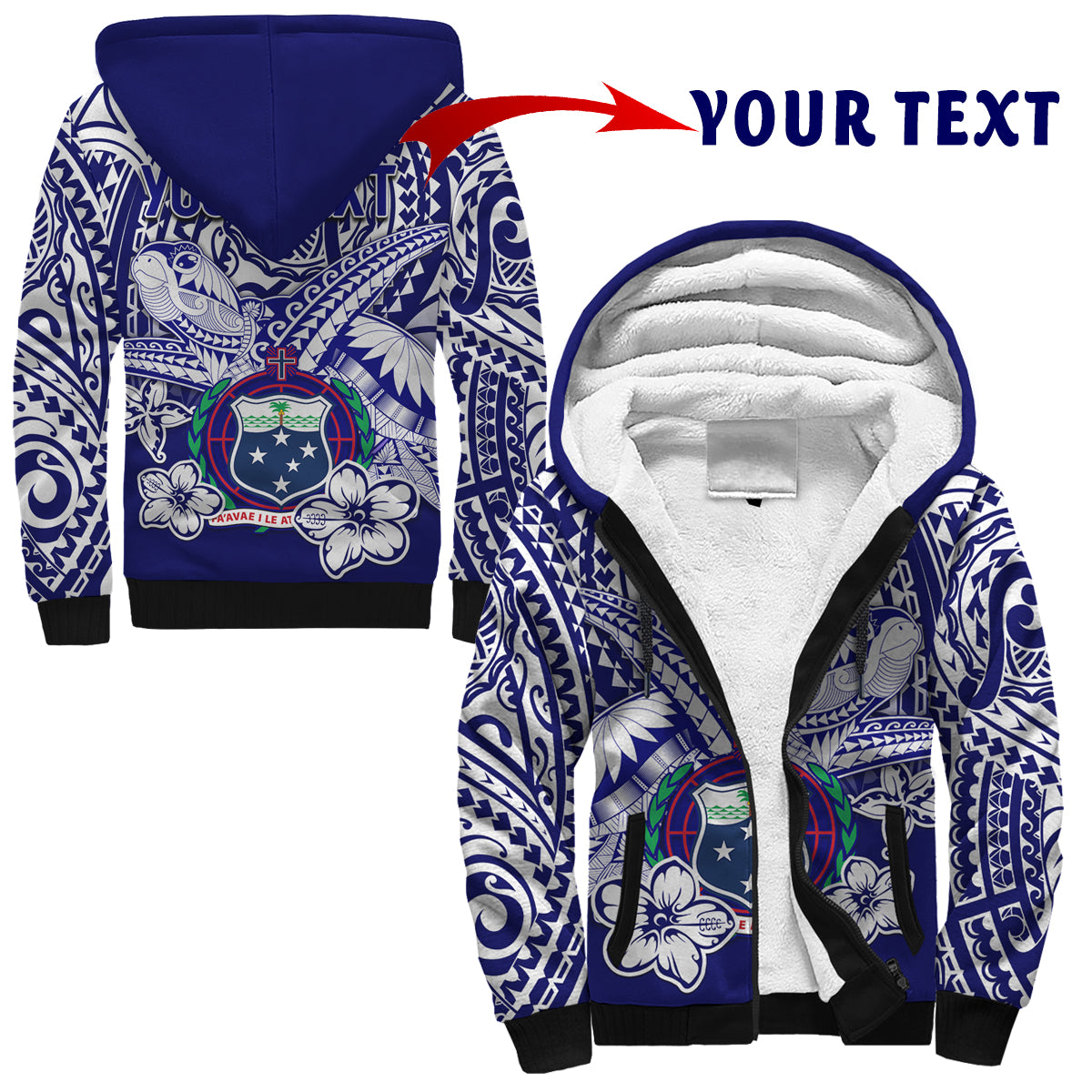 (Custom Personalised) Samoa Polynesian Sherpa Hoodie Samoan Loved Turtles LT13 Unisex Blue - Polynesian Pride