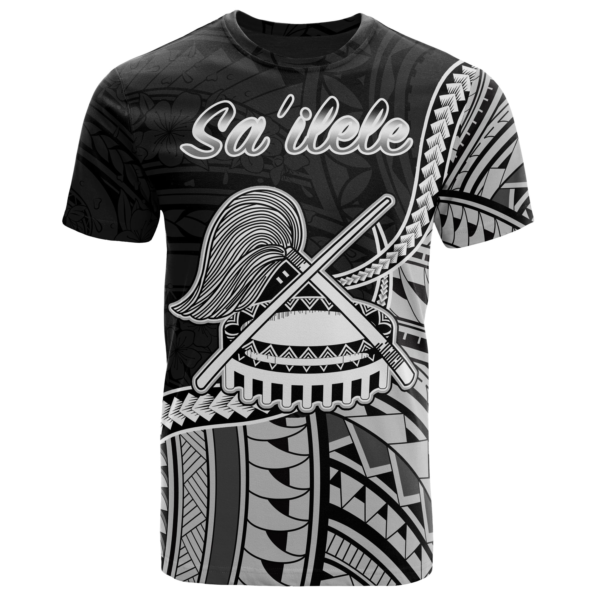 American Samoa T Shirt Sailele Polynesian Patterns Unisex Black - Polynesian Pride