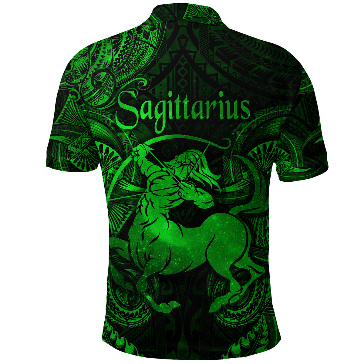 Sagittarius Zodiac Polynesian Polo Shirt Unique Style Green LT8 - Polynesian Pride