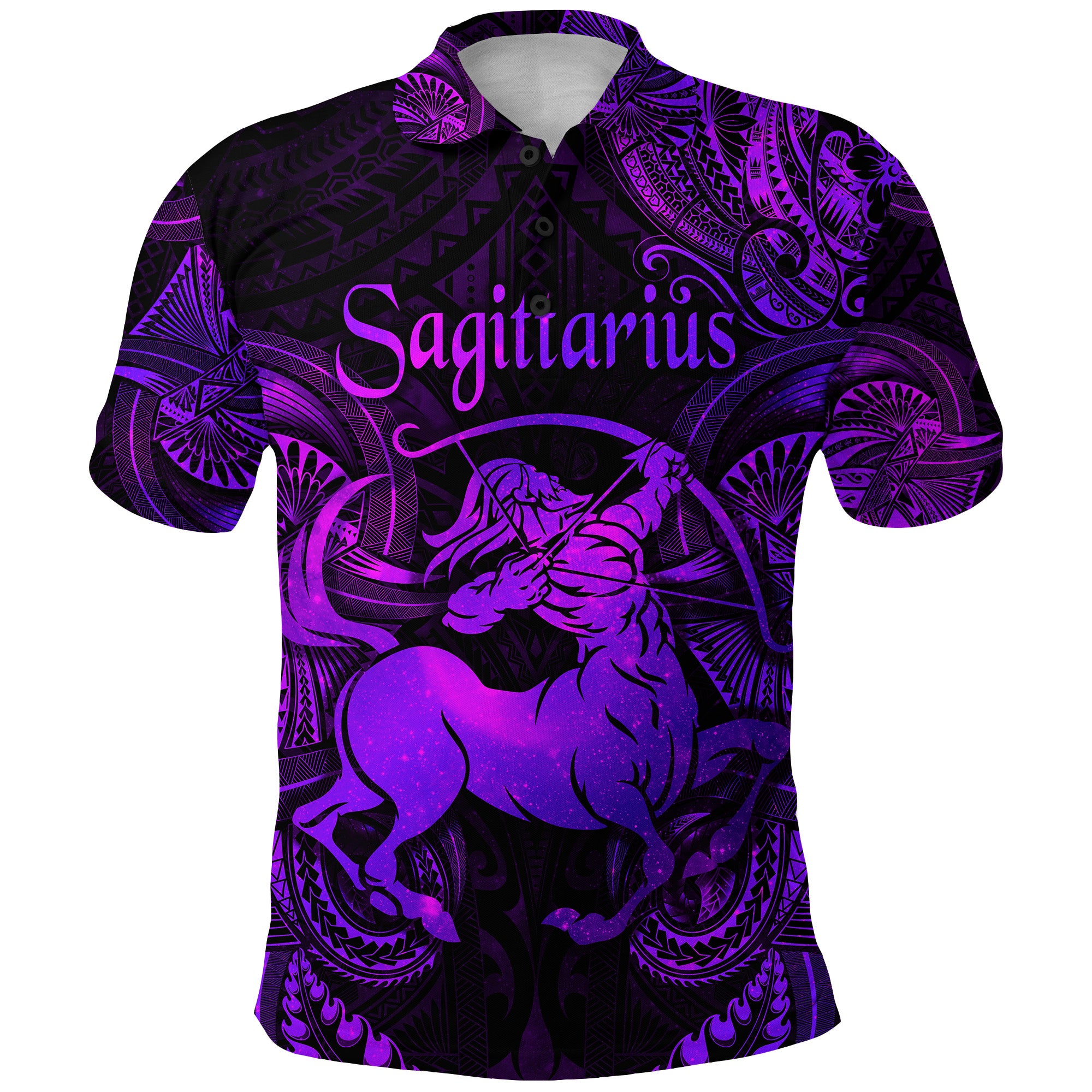 Sagittarius Zodiac Polynesian Polo Shirt Unique Style Purple LT8 - Polynesian Pride