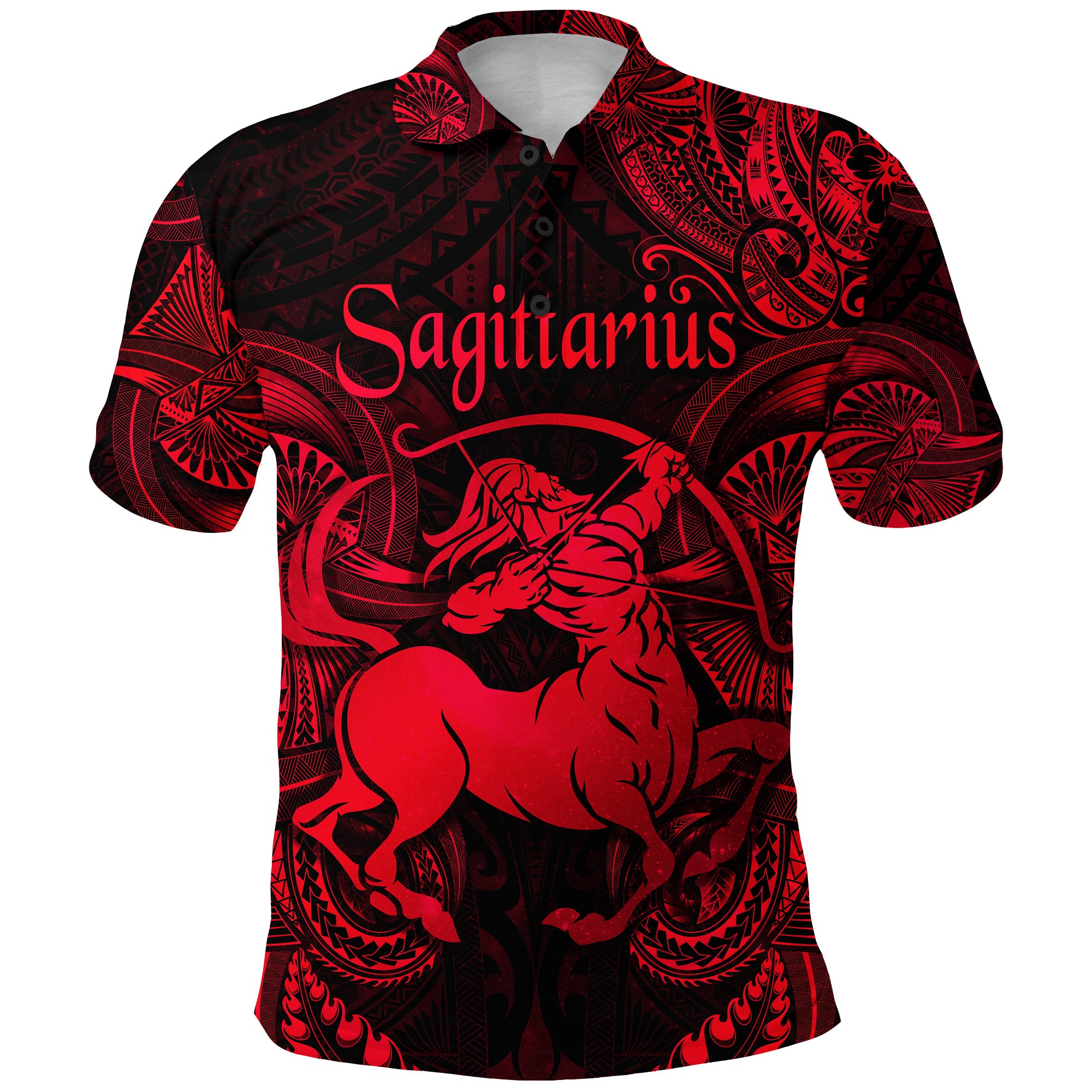 Custom Sagittarius Zodiac Polynesian Polo Shirt Unique Style Red LT8 - Polynesian Pride