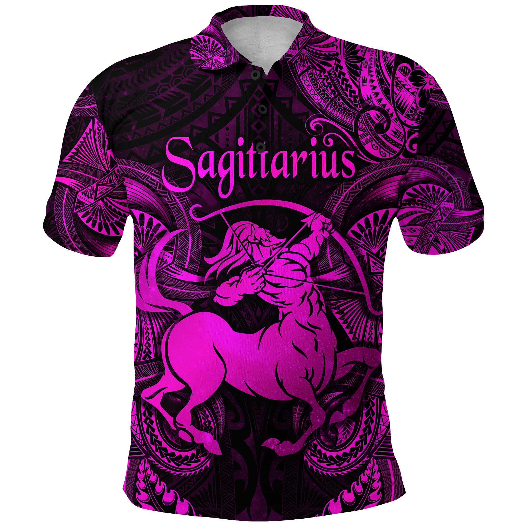 Custom Sagittarius Zodiac Polynesian Polo Shirt Unique Style Pink LT8 - Polynesian Pride