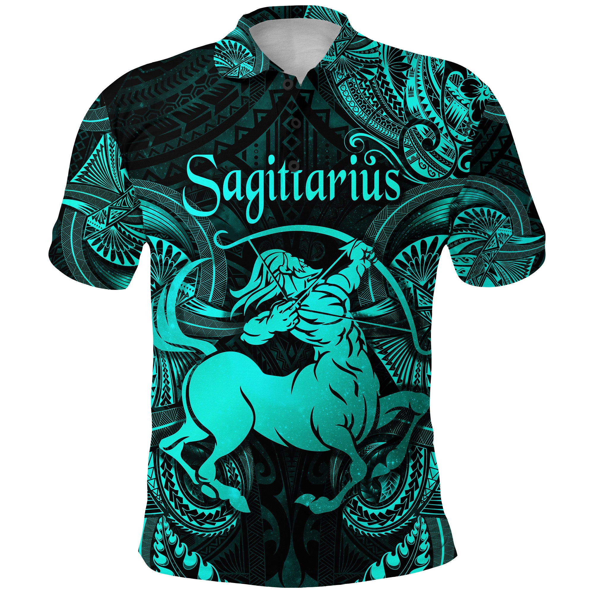 Sagittarius Zodiac Polynesian Polo Shirt Unique Style Turquoise LT8 - Polynesian Pride