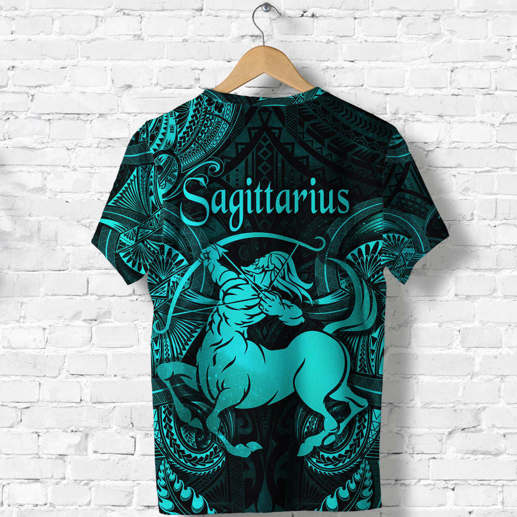 Sagittarius Zodiac Polynesian T Shirt Unique Style Turquoise LT8 - Polynesian Pride