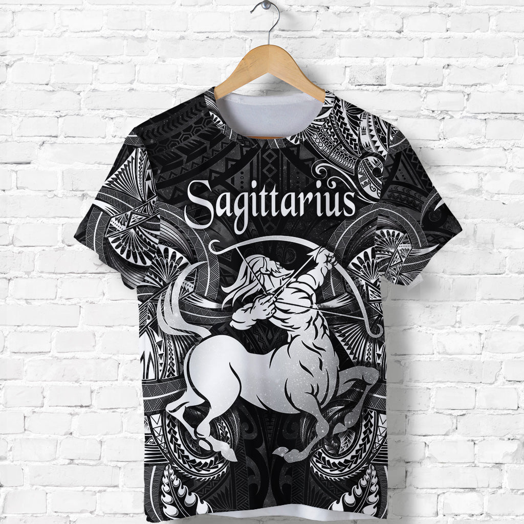 Custom Sagittarius Zodiac Polynesian T Shirt Unique Style Black LT8 - Polynesian Pride
